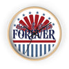 Printify American themed wall clock with stars stripes forever design and wooden frame