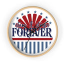 Printify American themed wall clock with stars stripes forever design and wooden frame
