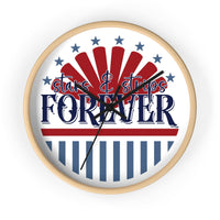 Printify American themed wall clock with stars stripes forever design and wooden frame