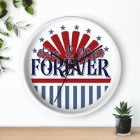 Printify American themed wall clock with stars and stripes design in red white and blue