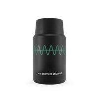 Printify Arctic Zone black eco-friendly insulated food storage container with teal wave design