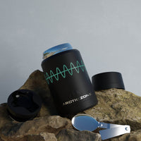 Printify black Arctic Zone eco-friendly insulated food storage container with lids and foldable spoon on rocks