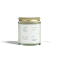 Printify aromatic glow eco candle in clear glass jar with gold lid and eco-friendly label
