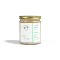 Printify aromatic glow eco candle in a glass jar with gold lid and eco-friendly scented label