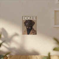eco-friendly dog art print on Printify canvas showing a stylish brown dog portrait wearing a coat
