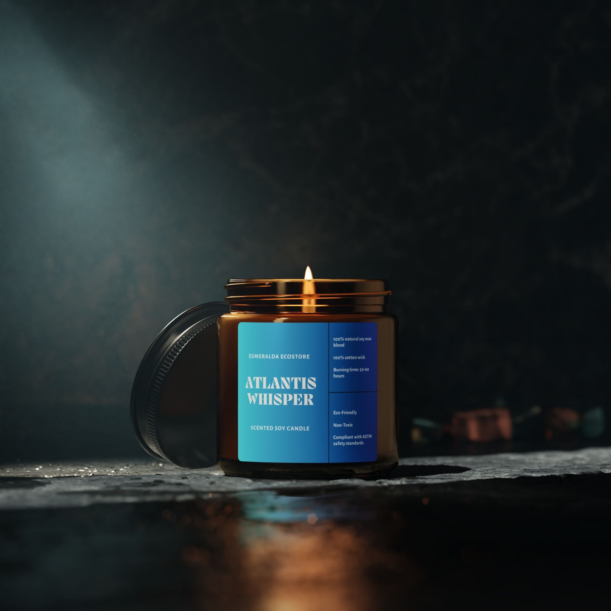 Atlantis Whisper Scented Soy Candle (Amber Jar)