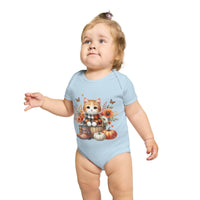 Autumn Kitten Short Sleeve Baby Bodysuit