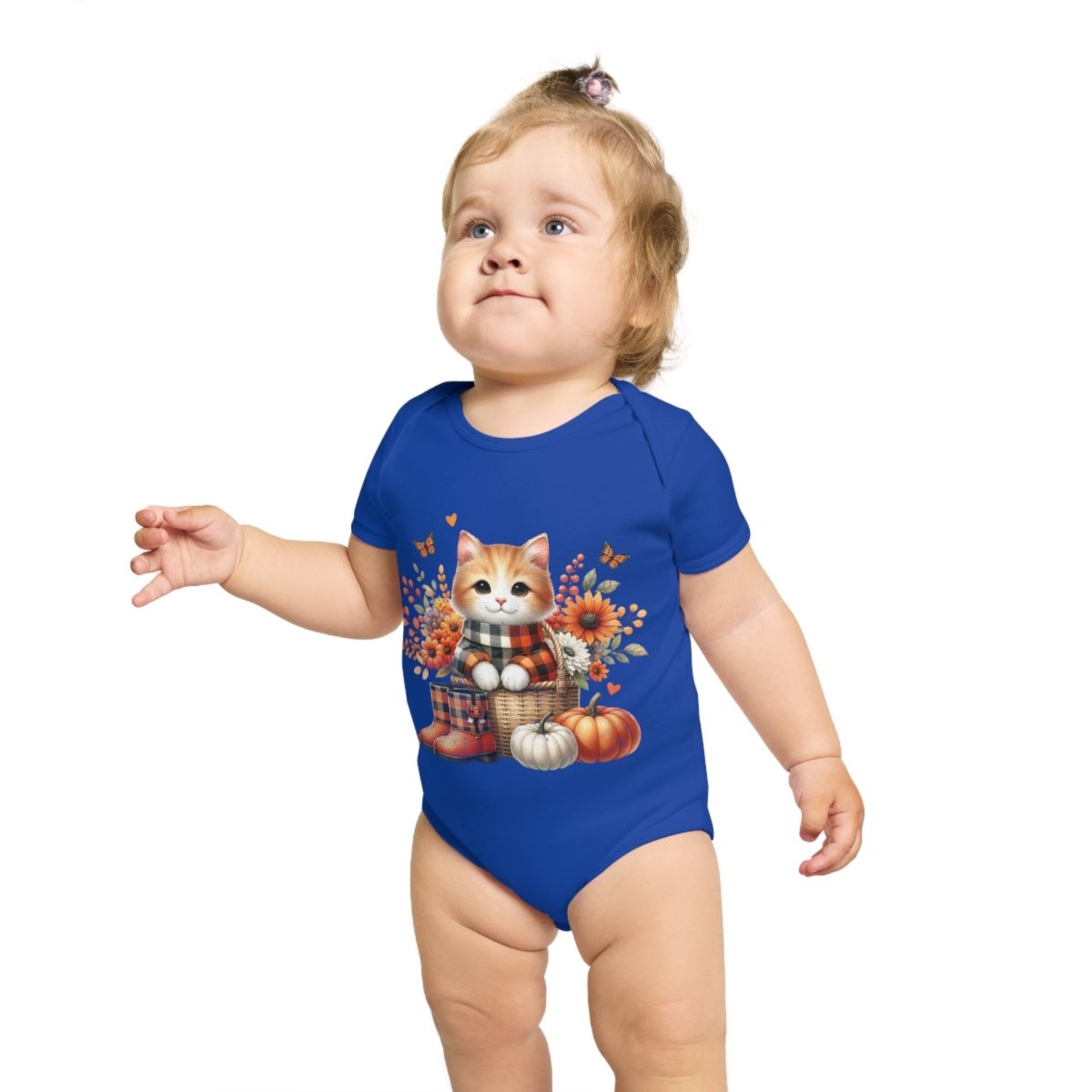 Autumn Kitten Short Sleeve Baby Bodysuit