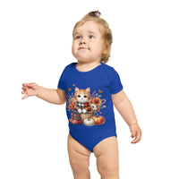 Autumn Kitten Short Sleeve Baby Bodysuit