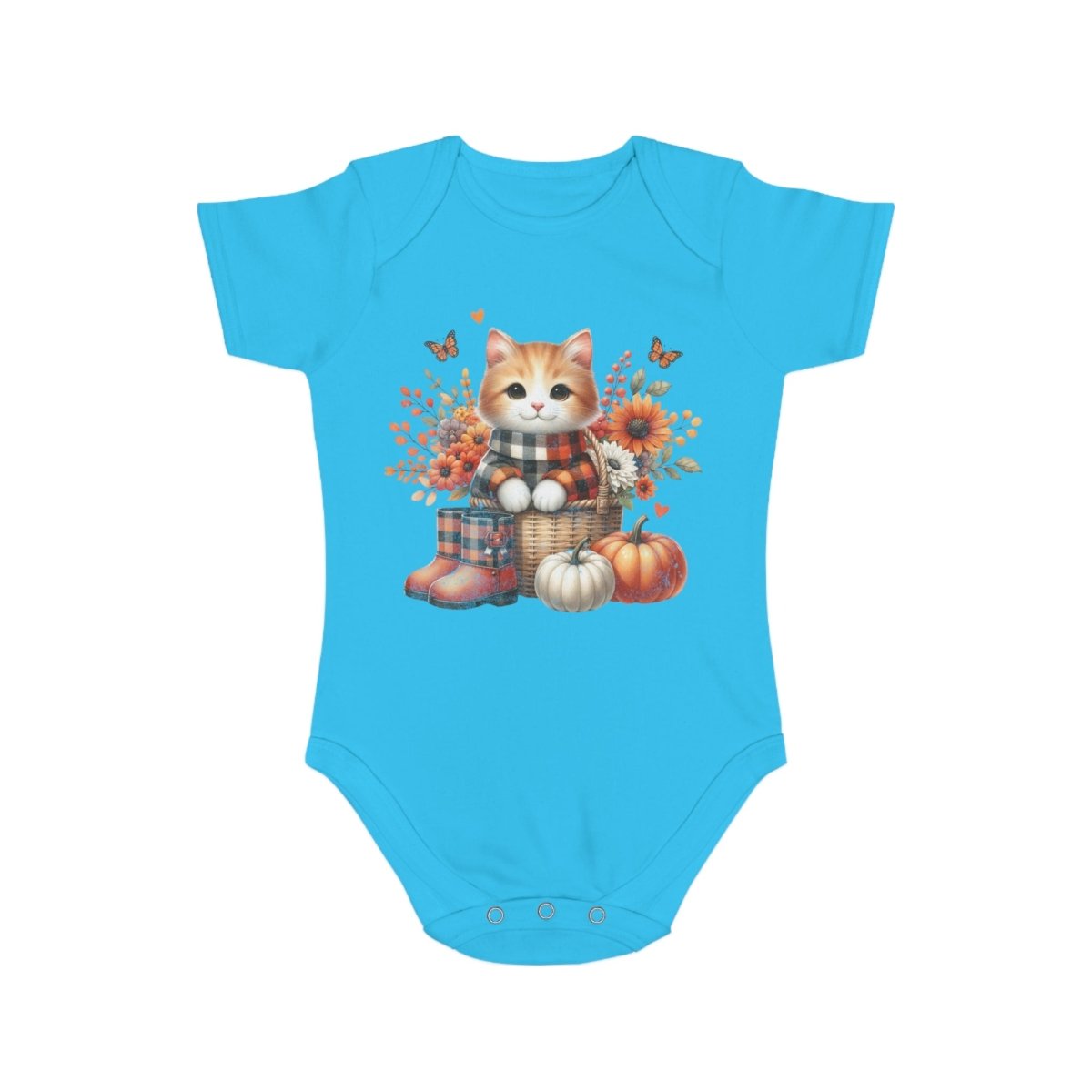 Autumn Kitten Short Sleeve Baby Bodysuit