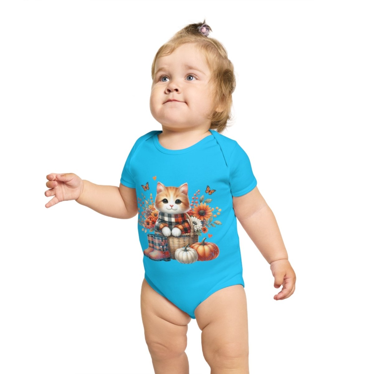 Autumn Kitten Short Sleeve Baby Bodysuit