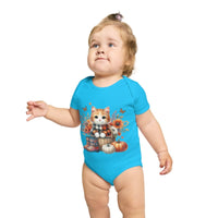 Autumn Kitten Short Sleeve Baby Bodysuit