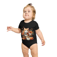 Autumn Kitten Short Sleeve Baby Bodysuit