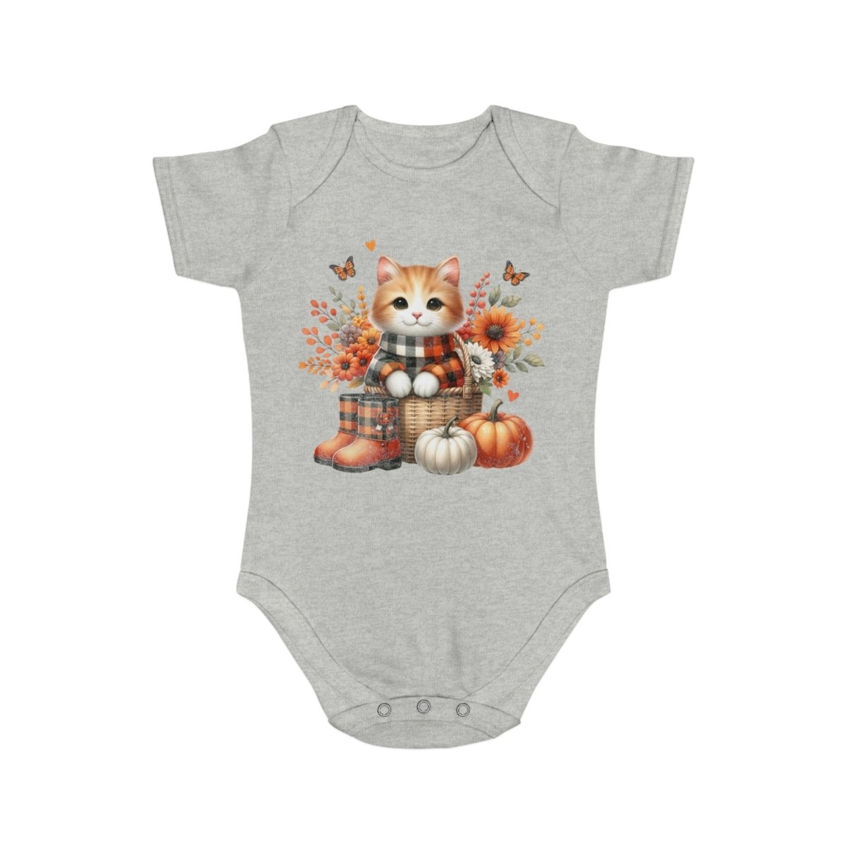 Autumn Kitten Short Sleeve Baby Bodysuit