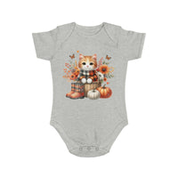 Autumn Kitten Short Sleeve Baby Bodysuit