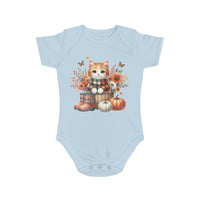 Autumn Kitten Short Sleeve Baby Bodysuit