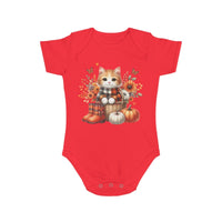 Autumn Kitten Short Sleeve Baby Bodysuit