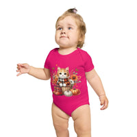 Autumn Kitten Short Sleeve Baby Bodysuit