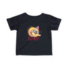 Printify baby summer jersey shirt in black with colorful sun and ice cream graphic and Sun Fun text