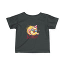 Black baby summer jersey shirt with fun sun and chick graphic and Sun Fun text