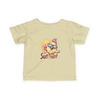 Printify baby summer jersey shirt in beige with fun sun and ice cream graphic for toddlers