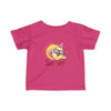 Pink baby summer jersey shirt with cute sun and bird graphic and Sun Fun text