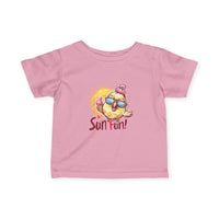 Pink baby summer jersey shirt with cute chick wearing sunglasses and ice cream graphic from Printify