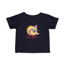 Printify baby summer jersey shirt in navy with sun and ice cream graphic and Sun Fun text