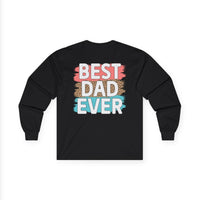 Best dad ever cotton shirt in black with colorful lettering on the back for a stylish gift