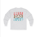 Best Dad Ever cotton shirt in gray with colorful text and leopard print design on the back