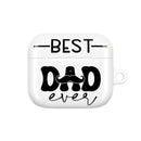 Printify sustainable airpod cases with Best Dad Ever design in black on white background