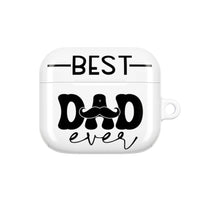 Printify sustainable airpod cases with Best Dad Ever design in black on white background
