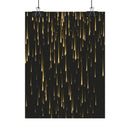 Printify sustainable rolled posters featuring a black background with gold falling streaks design