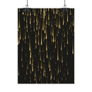 Printify poster featuring gold streaks on black background made from sustainable rolled posters