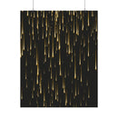 Printify black poster with golden falling light streaks design sustainable rolled posters