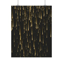 Printify black poster with falling gold light streaks design from sustainable rolled posters collection