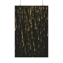 Printify sustainable rolled posters featuring a black background with cascading gold light streaks
