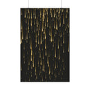 Printify sustainable rolled posters featuring gold falling light streaks on black background