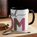 Printify blessed mom coffee cup with black handle and leopard print design on white ceramic mug