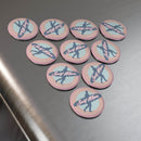 Printify eco-friendly button magnets with surf more design on stainless steel surface