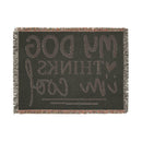 Eco-friendly dog blanket by Printify with fringe edges and humorous dog-themed text design