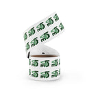 Printify sustainable square sticker rolls with green eco-friendly designs on white background