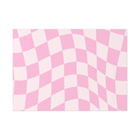 Printify pink and white checkered wave pattern sustainable uncoated posters with eco-friendly design