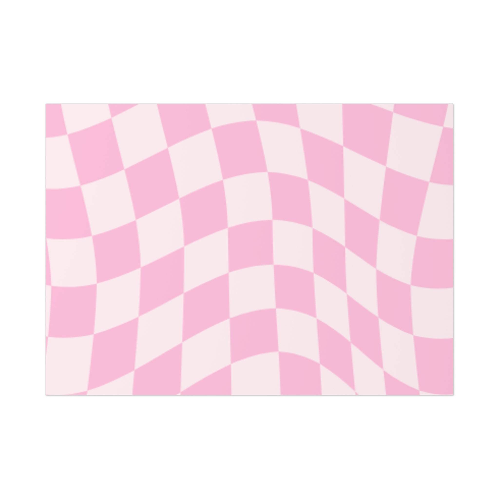 Printify pink and white checkered wave pattern sustainable uncoated posters with eco-friendly design