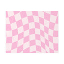 Pink and white checkered Printify sustainable uncoated posters with wavy pattern design