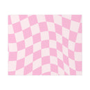 Pink and white wavy checkered pattern printed on sustainable uncoated posters by Printify
