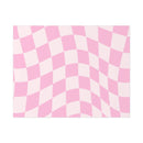 Printify sustainable uncoated posters with pink and white wavy checkerboard pattern