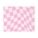 Pink and white checkered wave pattern sustainable uncoated posters by Printify