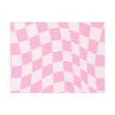 Pink and white checkered wave design printed on sustainable uncoated posters by Printify