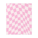 Printify pink and white checkered pattern on sustainable uncoated posters with wavy design